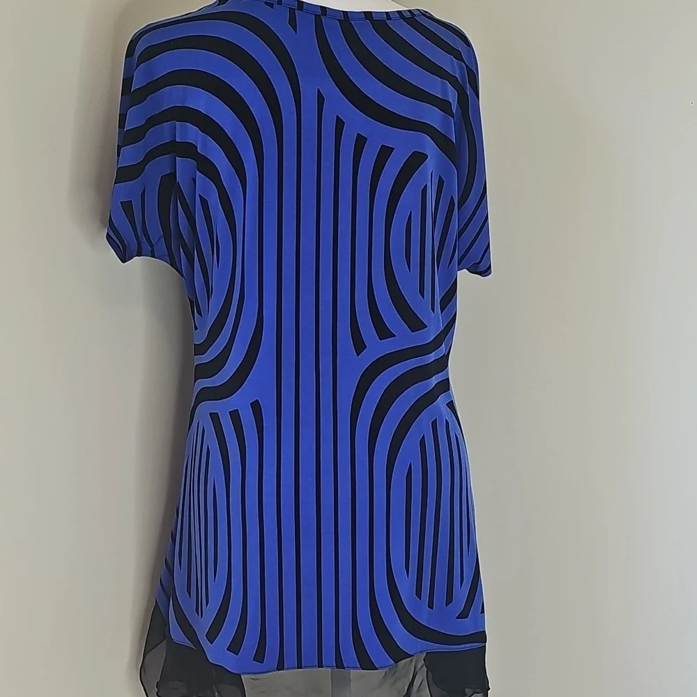 Cato Blue & Black Geometric Print Tunic Top | Size M - Picture 3 of 7